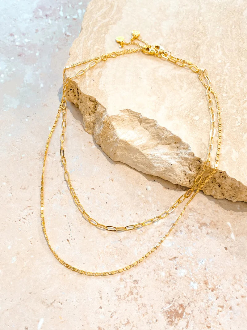 FINE LAYERED NECKLACE SET - GOLD