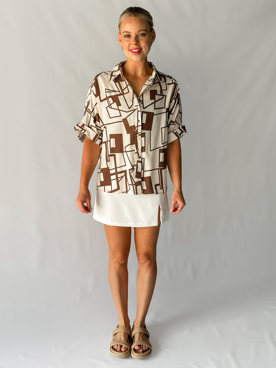 SLATE SHIRT - CHOCOLATE & BEIGE