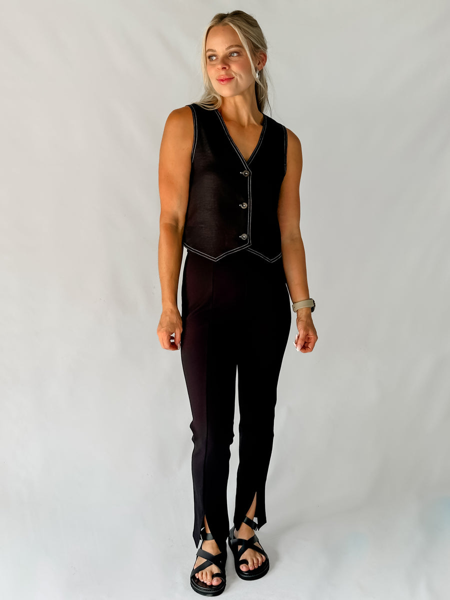 KATIE VEST TOP - BLACK