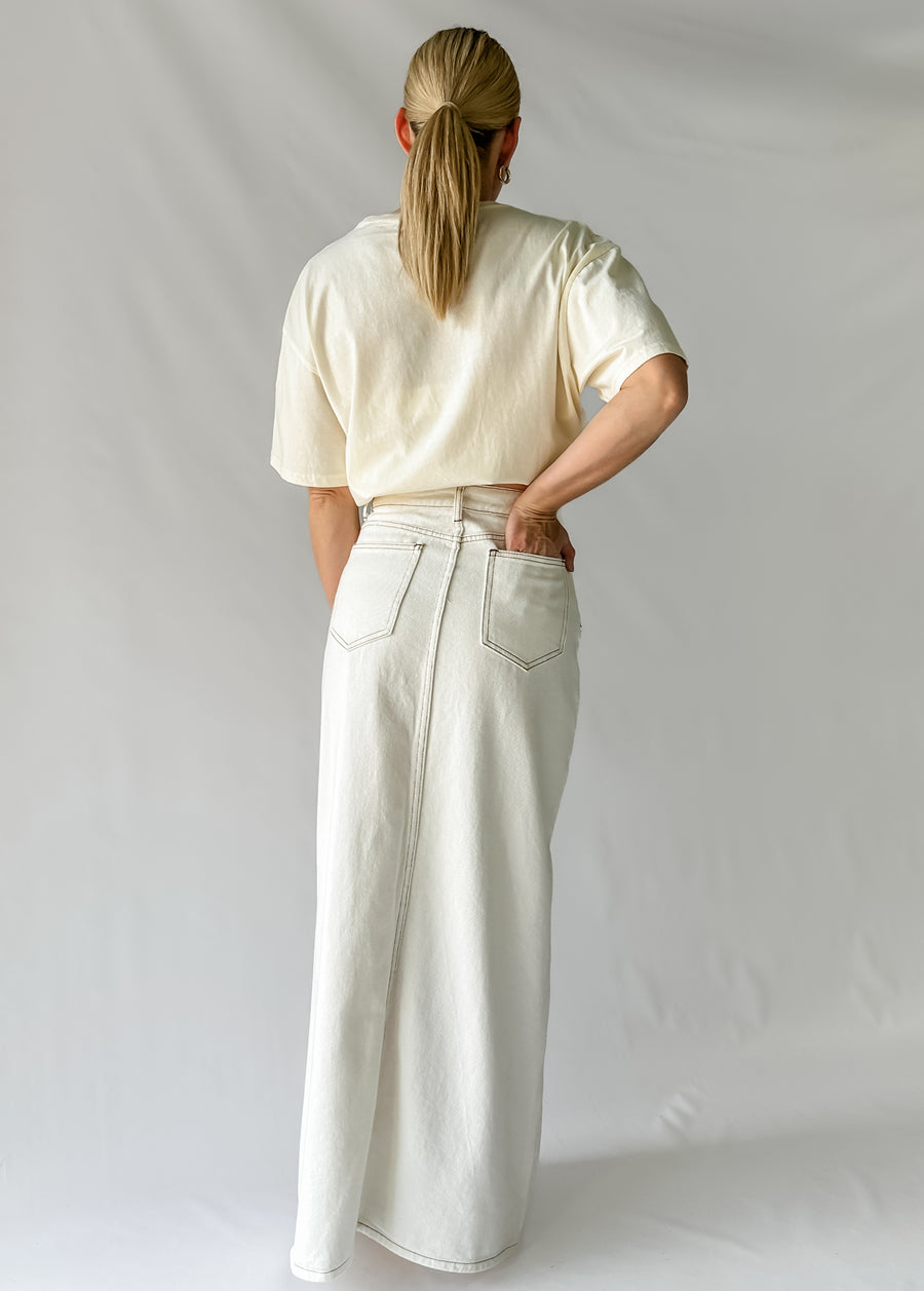 PHOEBE DENIM MAXI SKIRT - WHITE