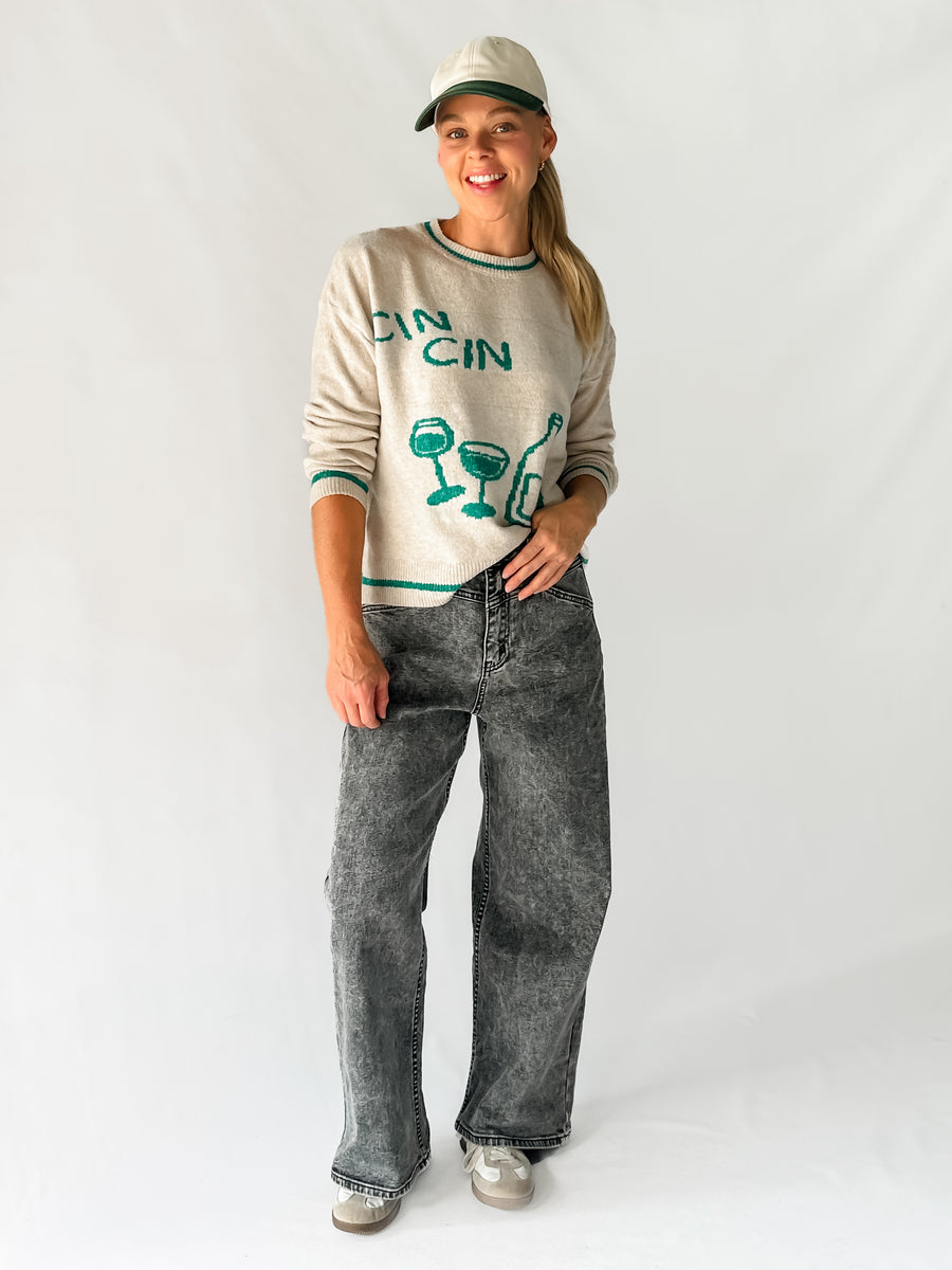 CIN CIN PULLOVER - CREAM/GREEN