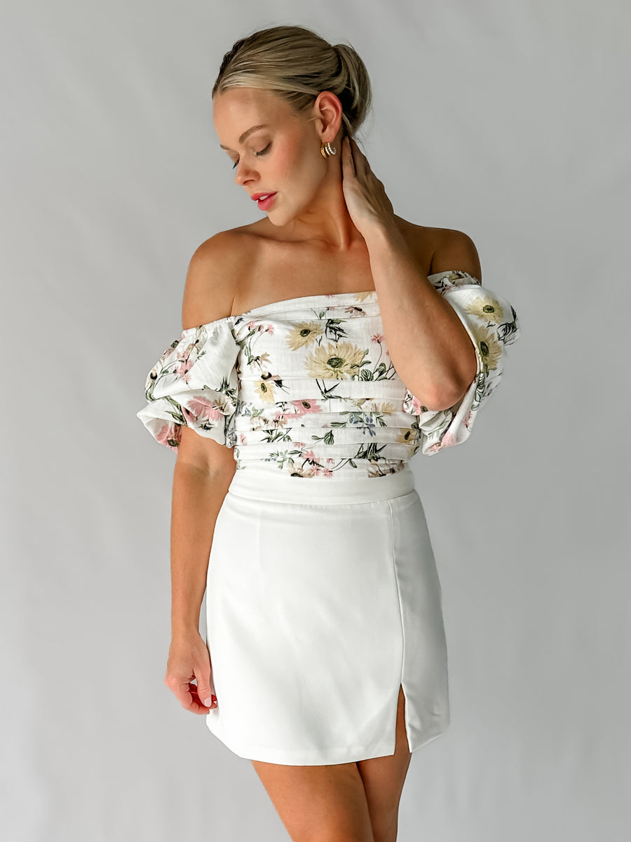 GRACE TOP - WHITE FLORAL