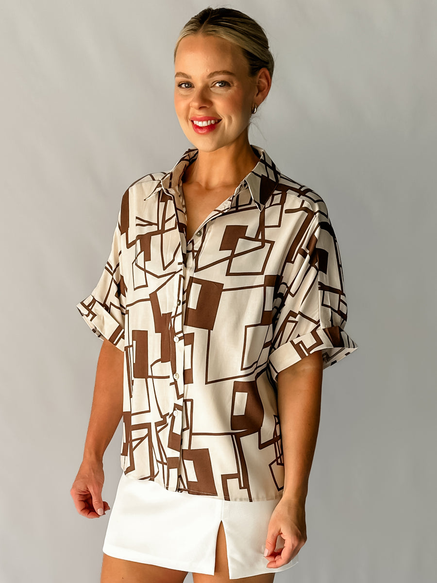 SLATE SHIRT - CHOCOLATE & BEIGE
