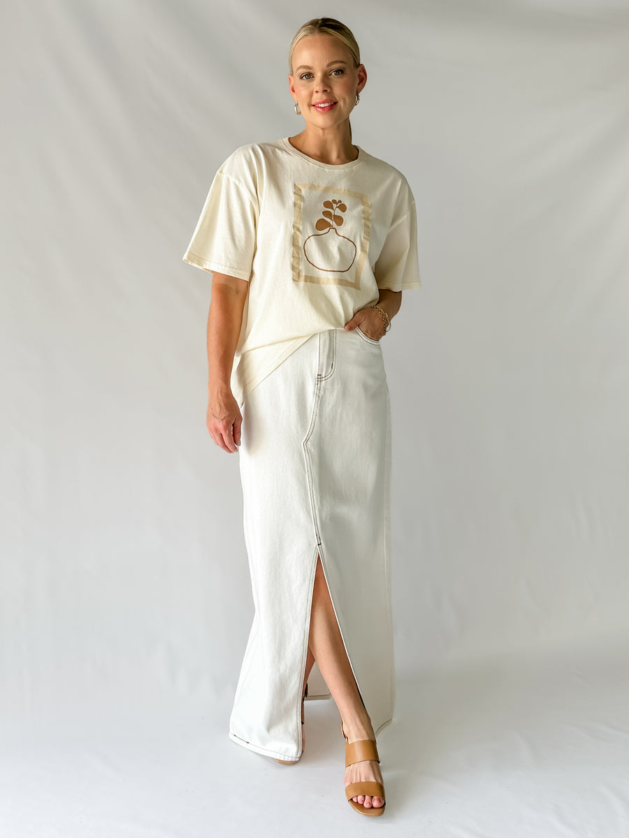 PHOEBE DENIM MAXI SKIRT - WHITE