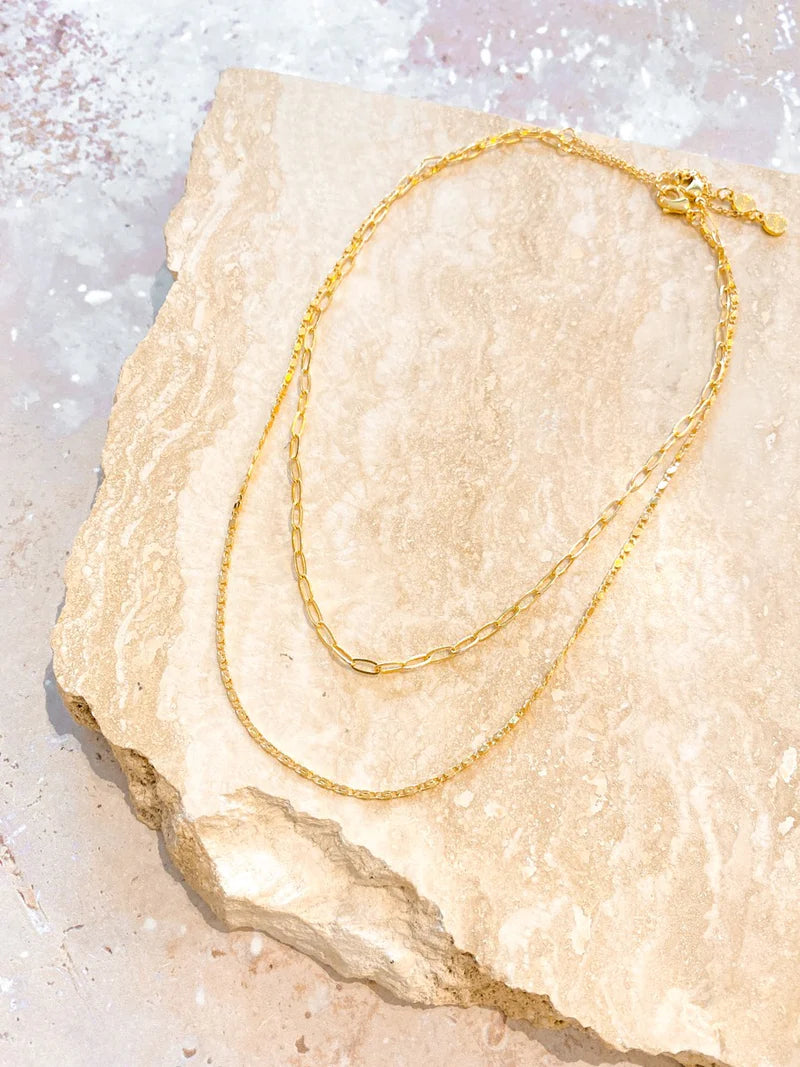 FINE LAYERED NECKLACE SET - GOLD