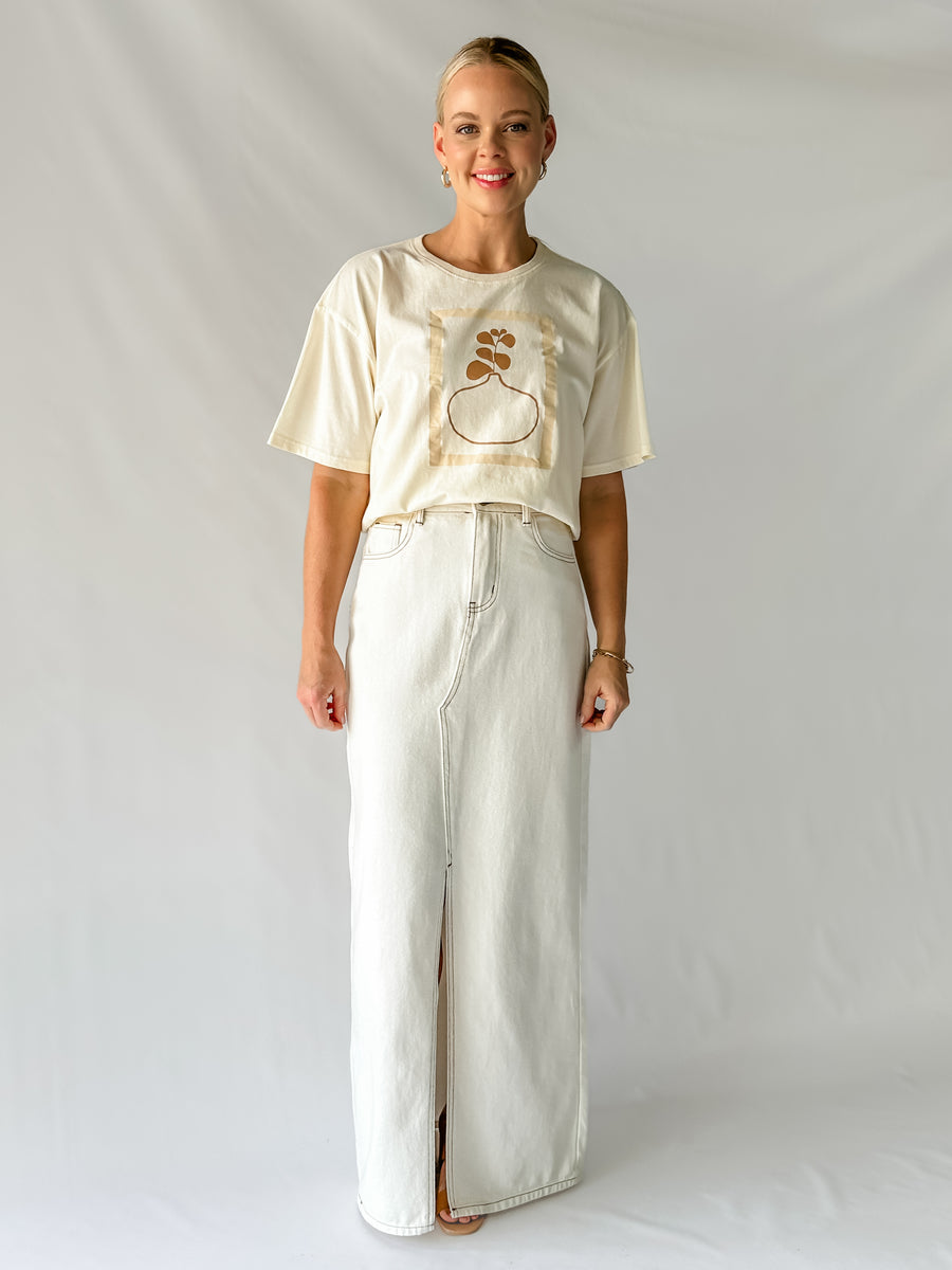 PHOEBE DENIM MAXI SKIRT - WHITE