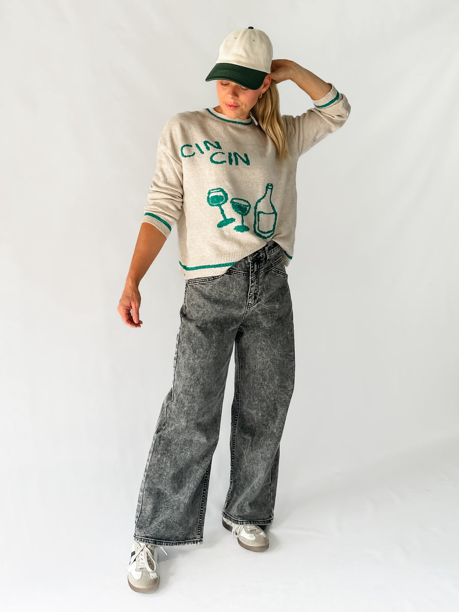 CIN CIN PULLOVER - CREAM/GREEN