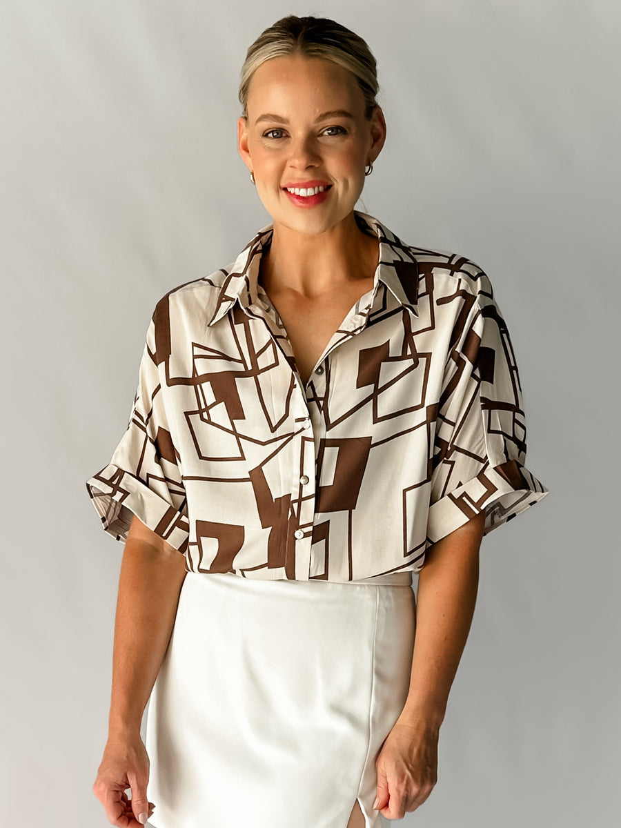 SLATE SHIRT - CHOCOLATE & BEIGE