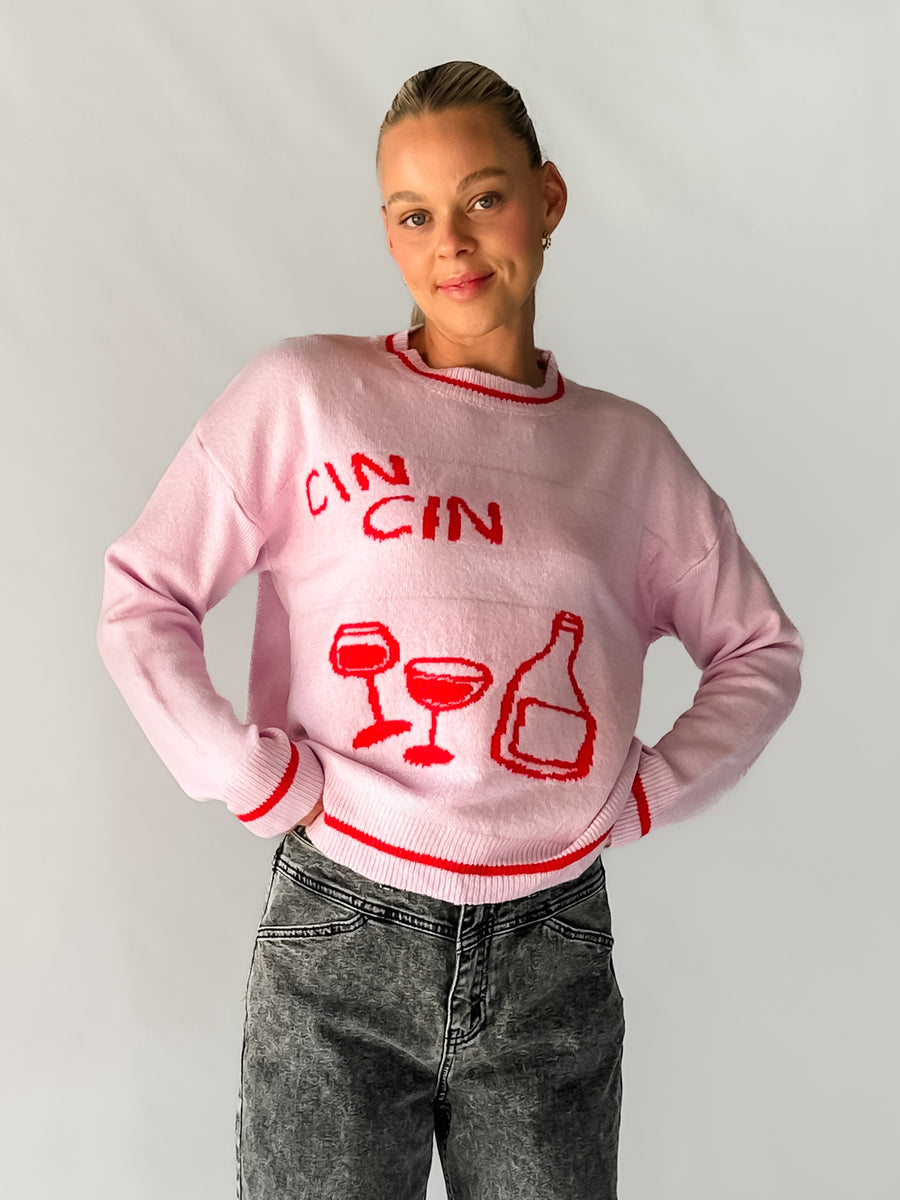 CIN CIN PULLOVER - PINK/RED