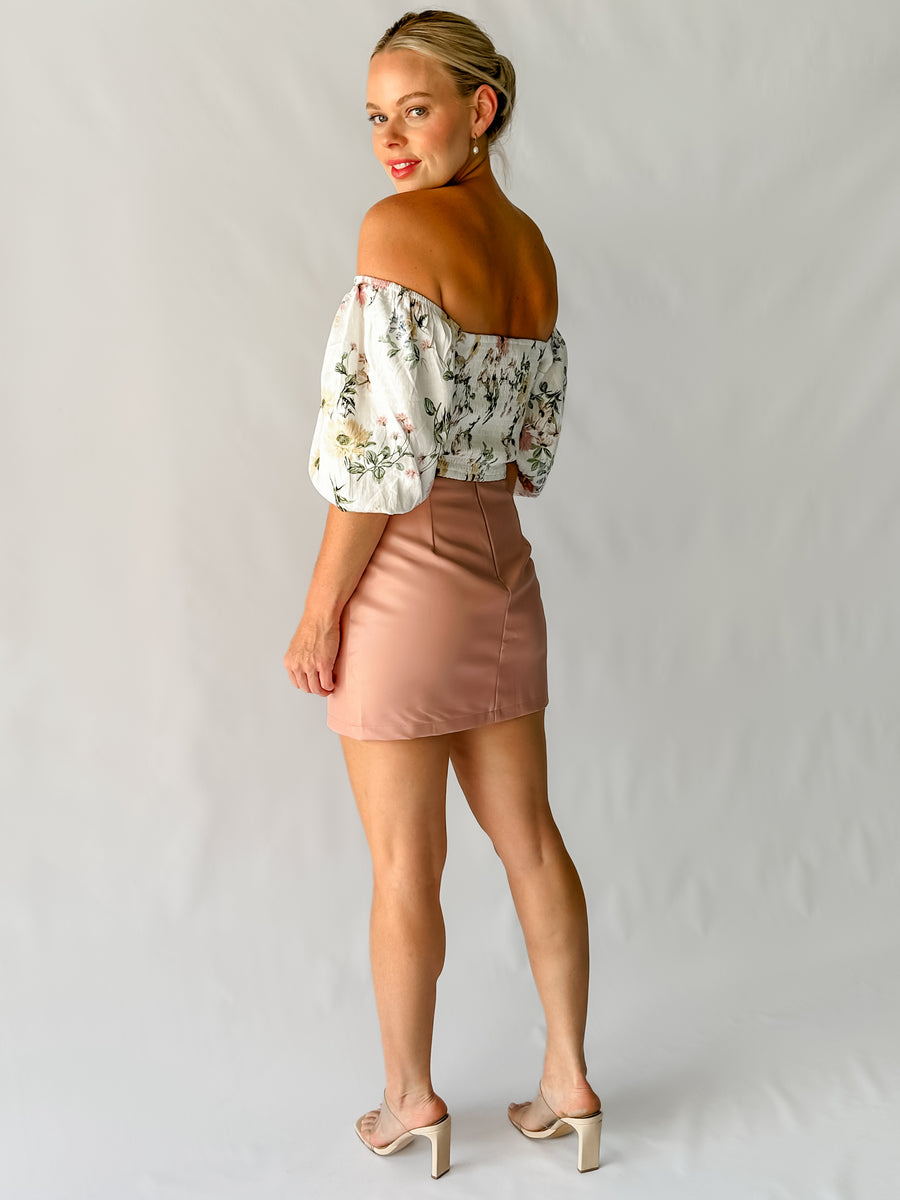SAMMI FAUX LEATHER SKIRT - PINK