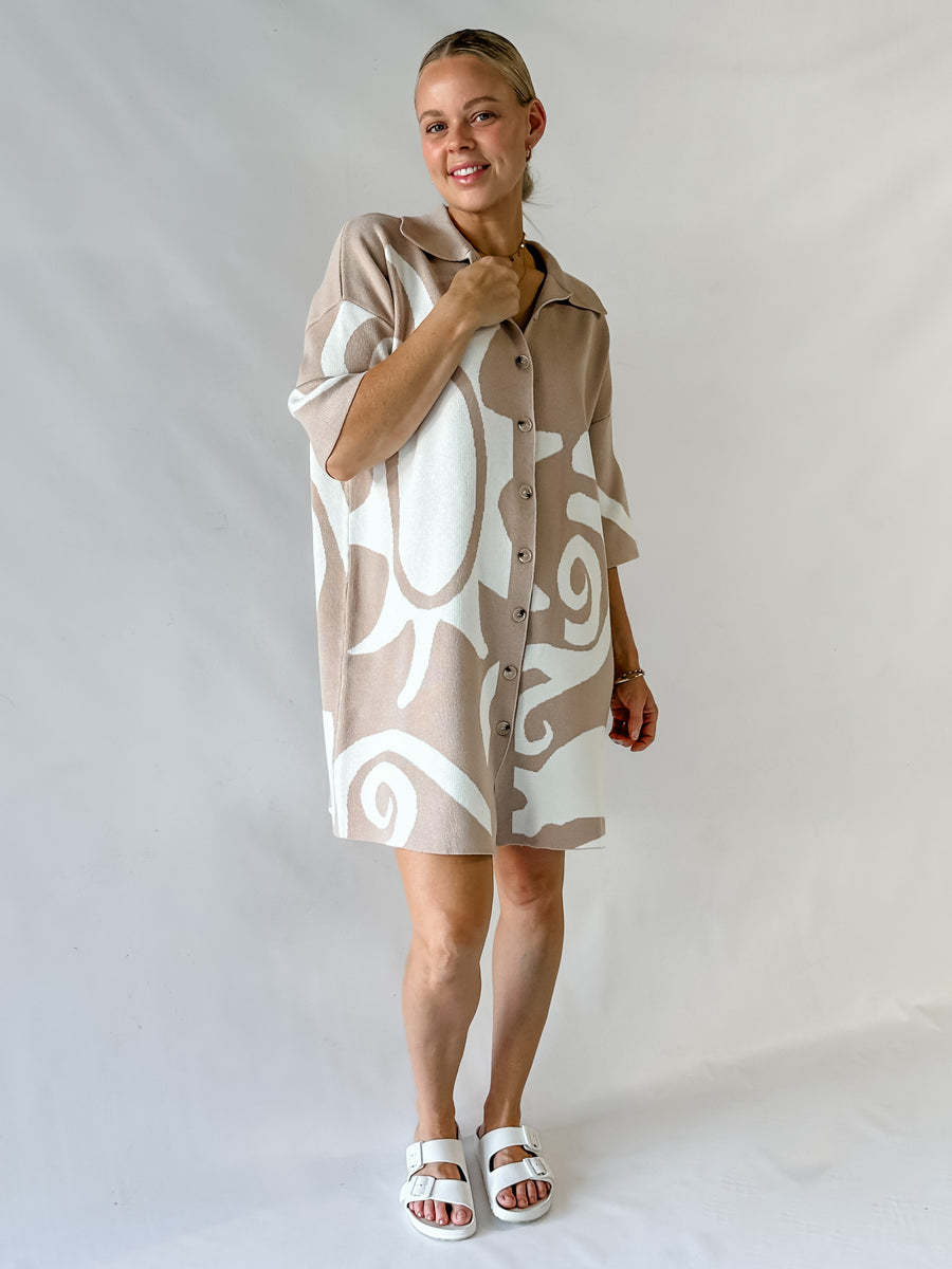 SONNY DRESS - LATTE/WHITE