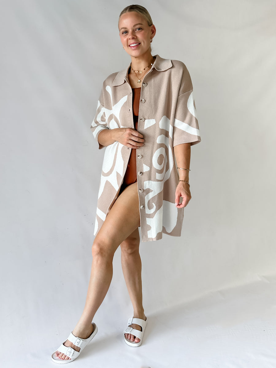 SONNY DRESS - LATTE/WHITE