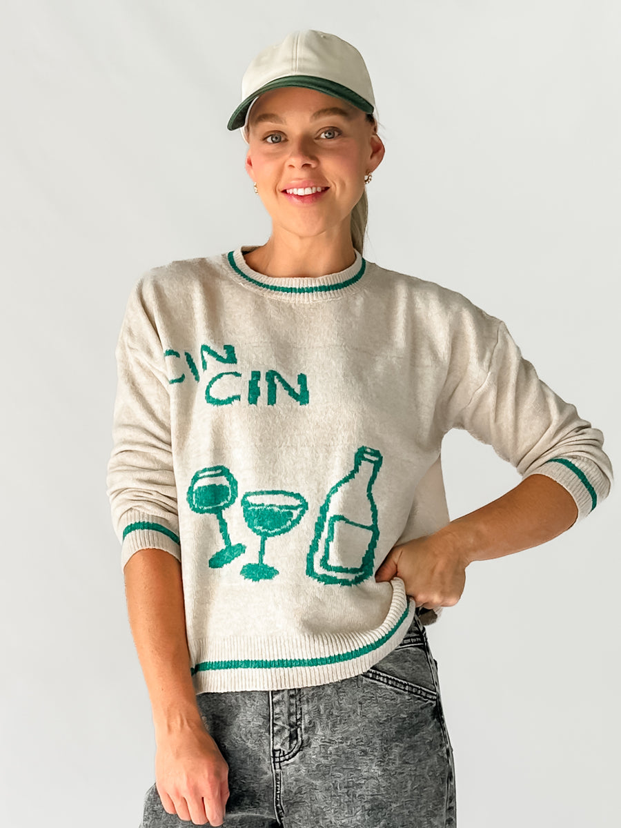 CIN CIN PULLOVER - CREAM/GREEN