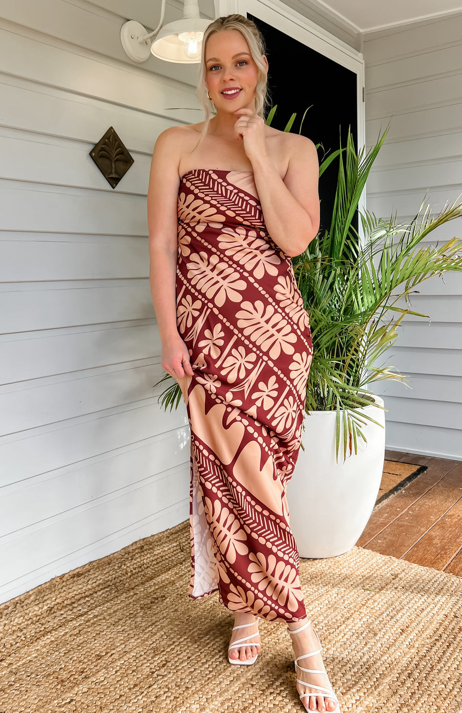 CORAL MAXI DRESS - BROWN