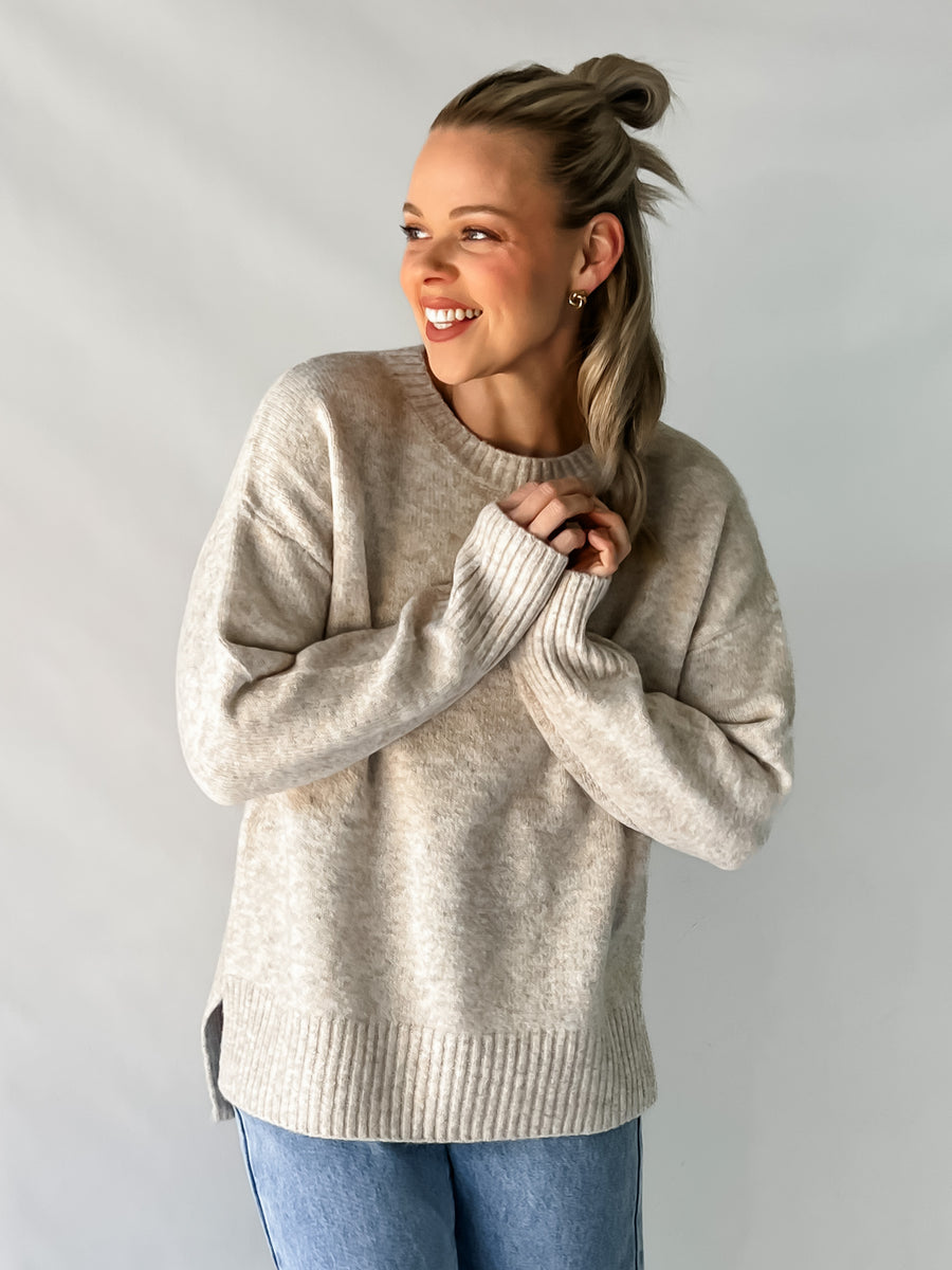 EZRA SWEATER - SPECKLED BEIGE
