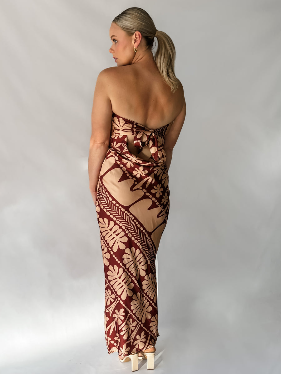 CORAL MAXI DRESS - BROWN