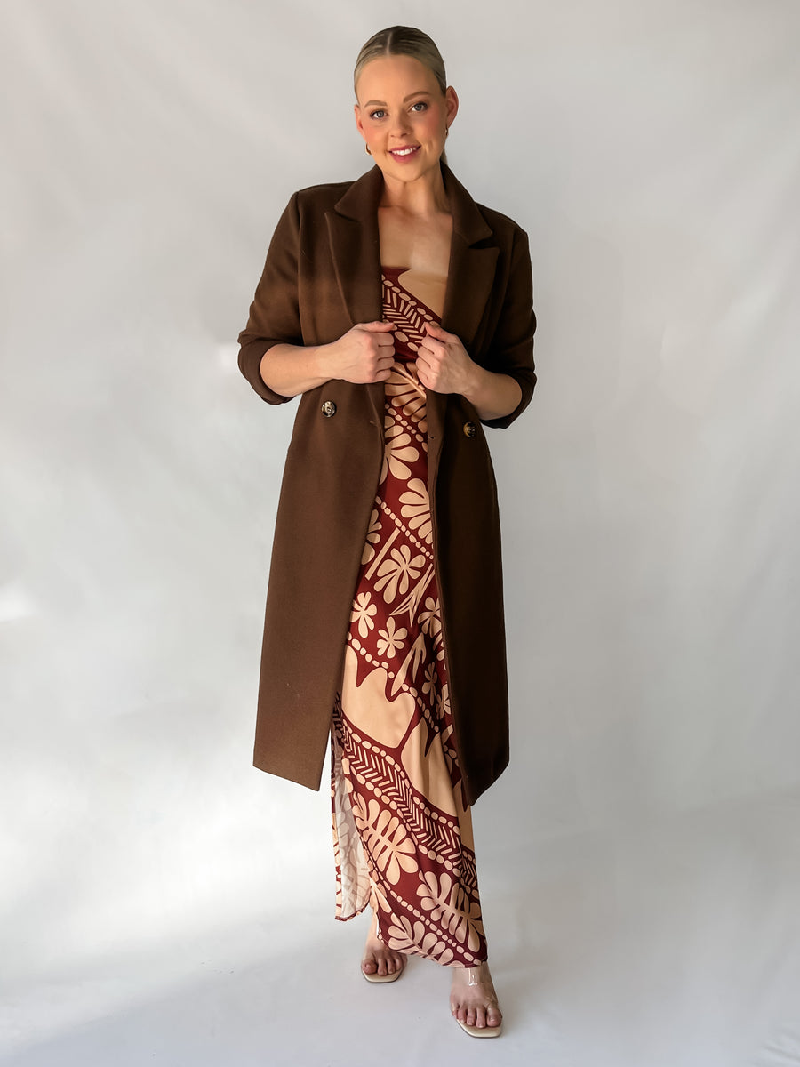 CORAL MAXI DRESS - BROWN