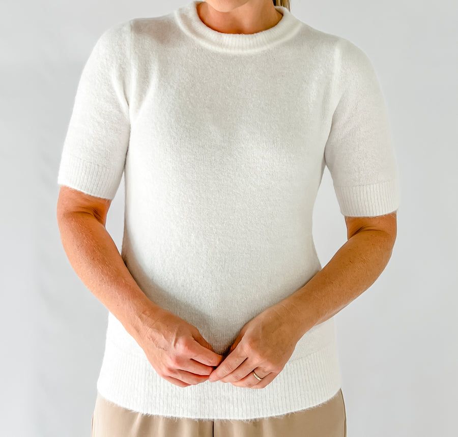 YASMIN KNITTED TEE - WINTER WHITE