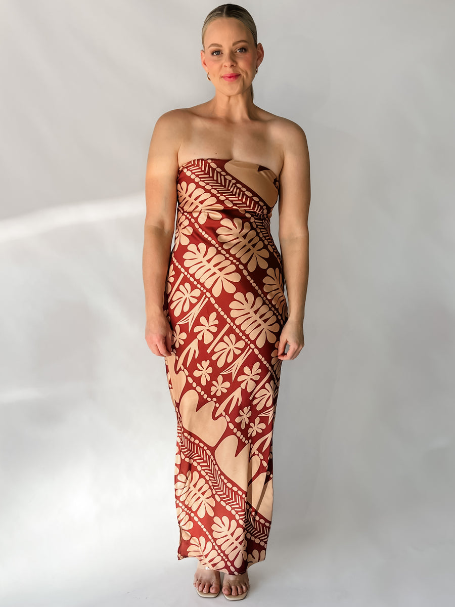 CORAL MAXI DRESS - BROWN