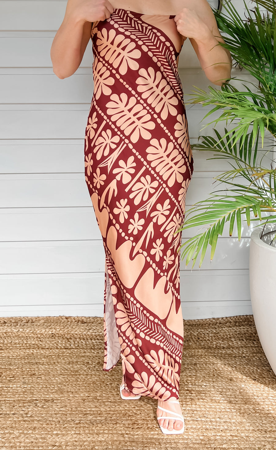 CORAL MAXI DRESS - BROWN