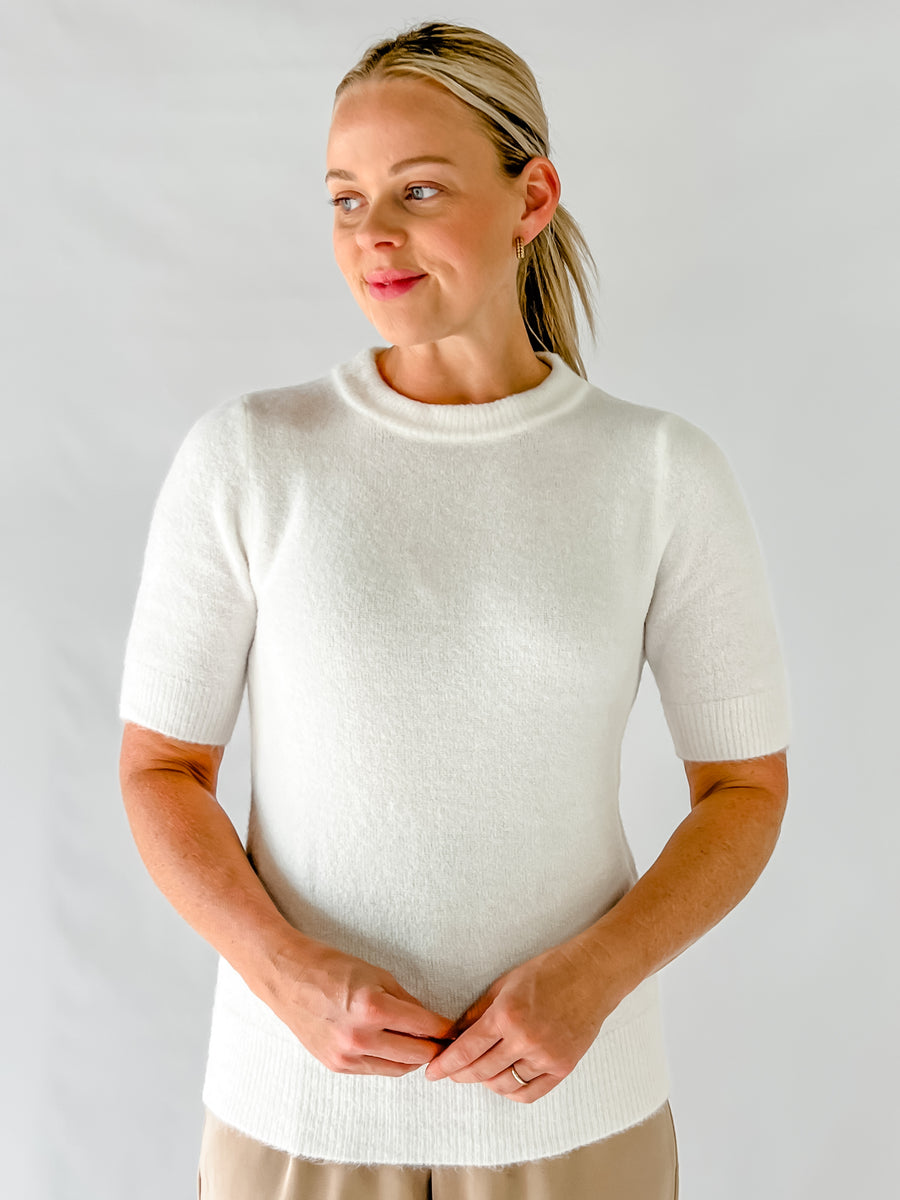 YASMIN KNITTED TEE - WINTER WHITE