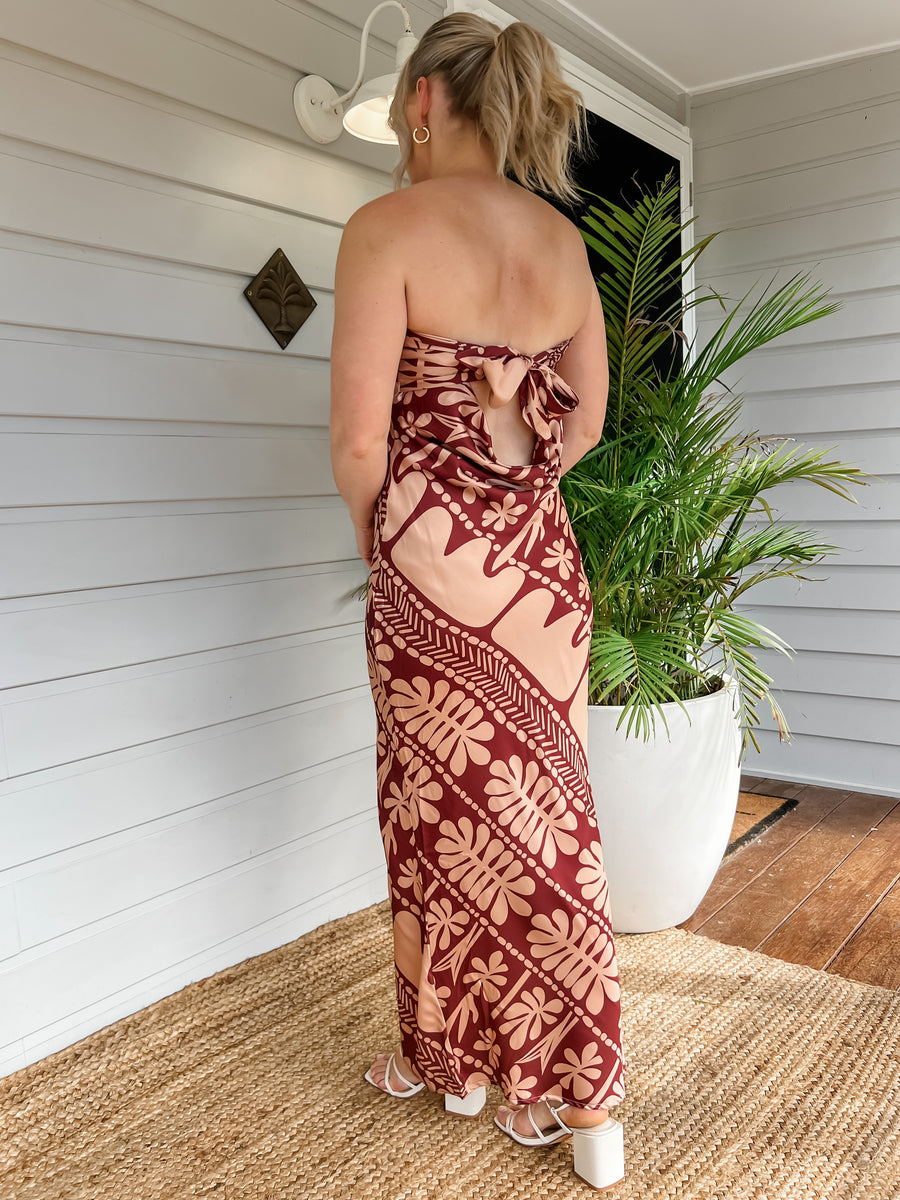 CORAL MAXI DRESS - BROWN