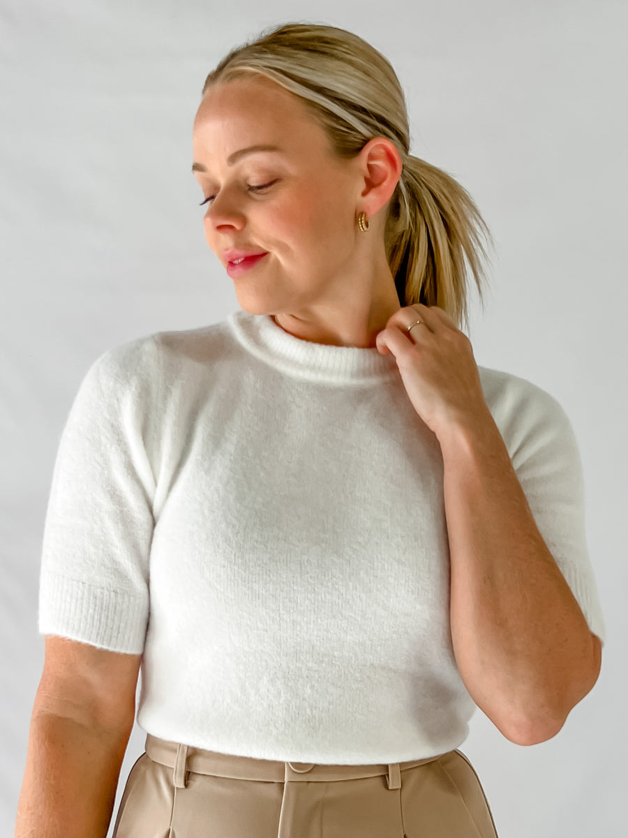 YASMIN KNITTED TEE - WINTER WHITE