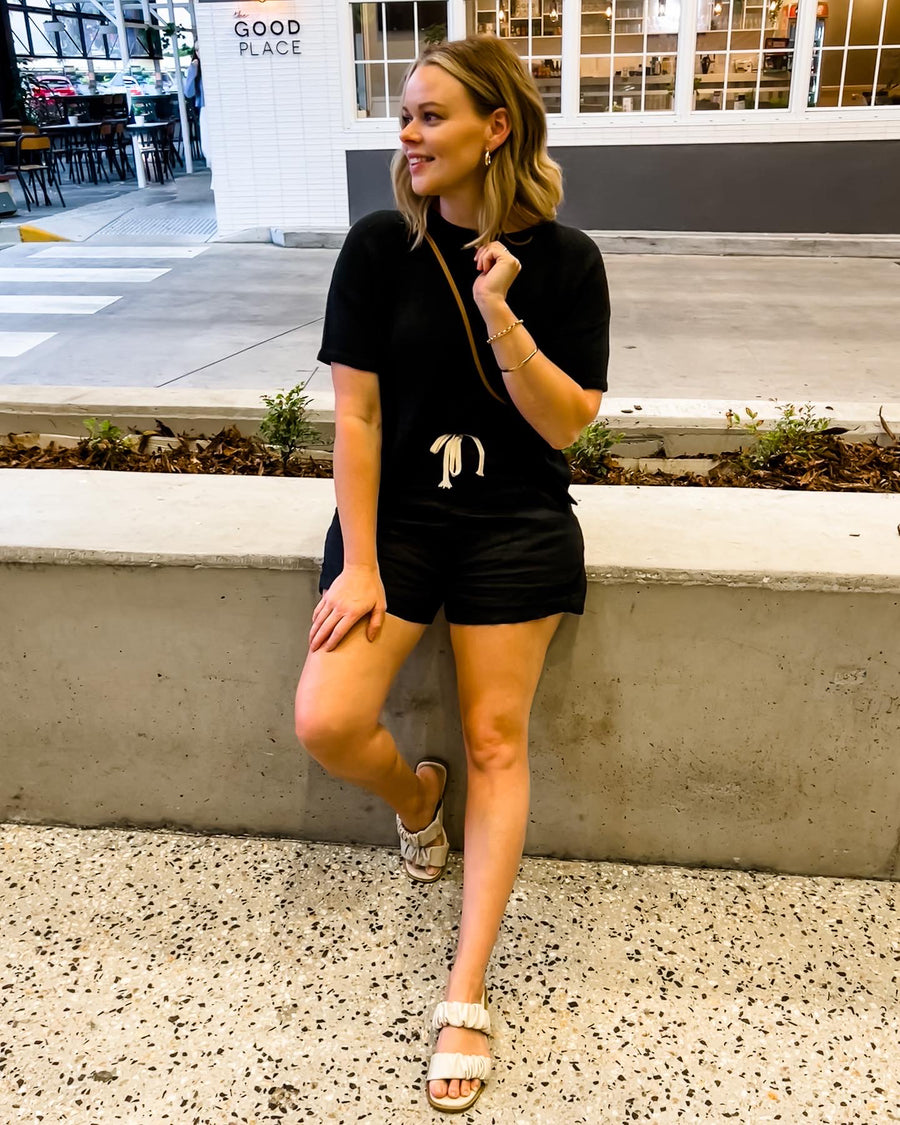 LINEN LUXE SHORTS - BLACK
