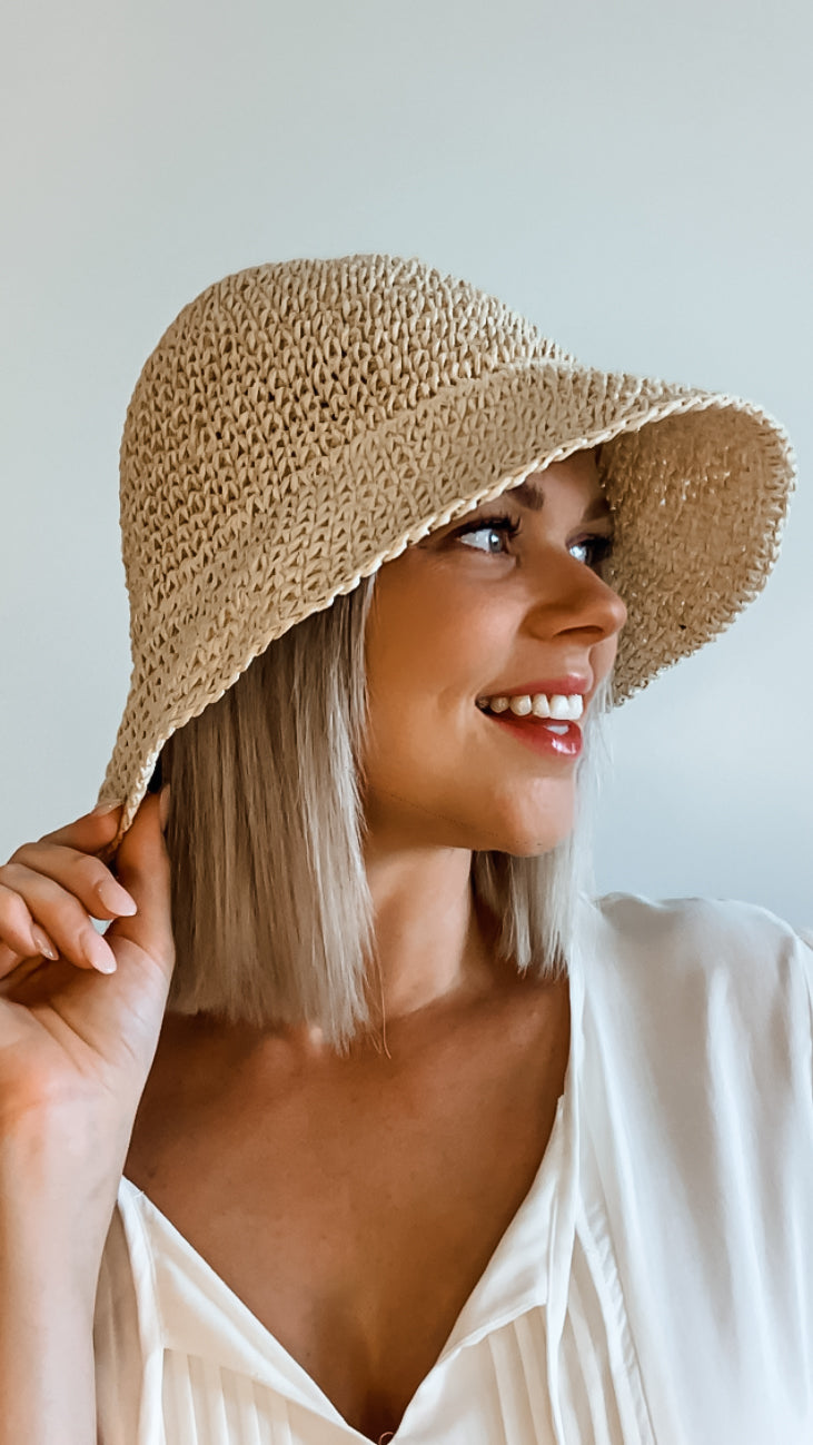 SUMMER STRAW BUCKET HAT - NATURAL