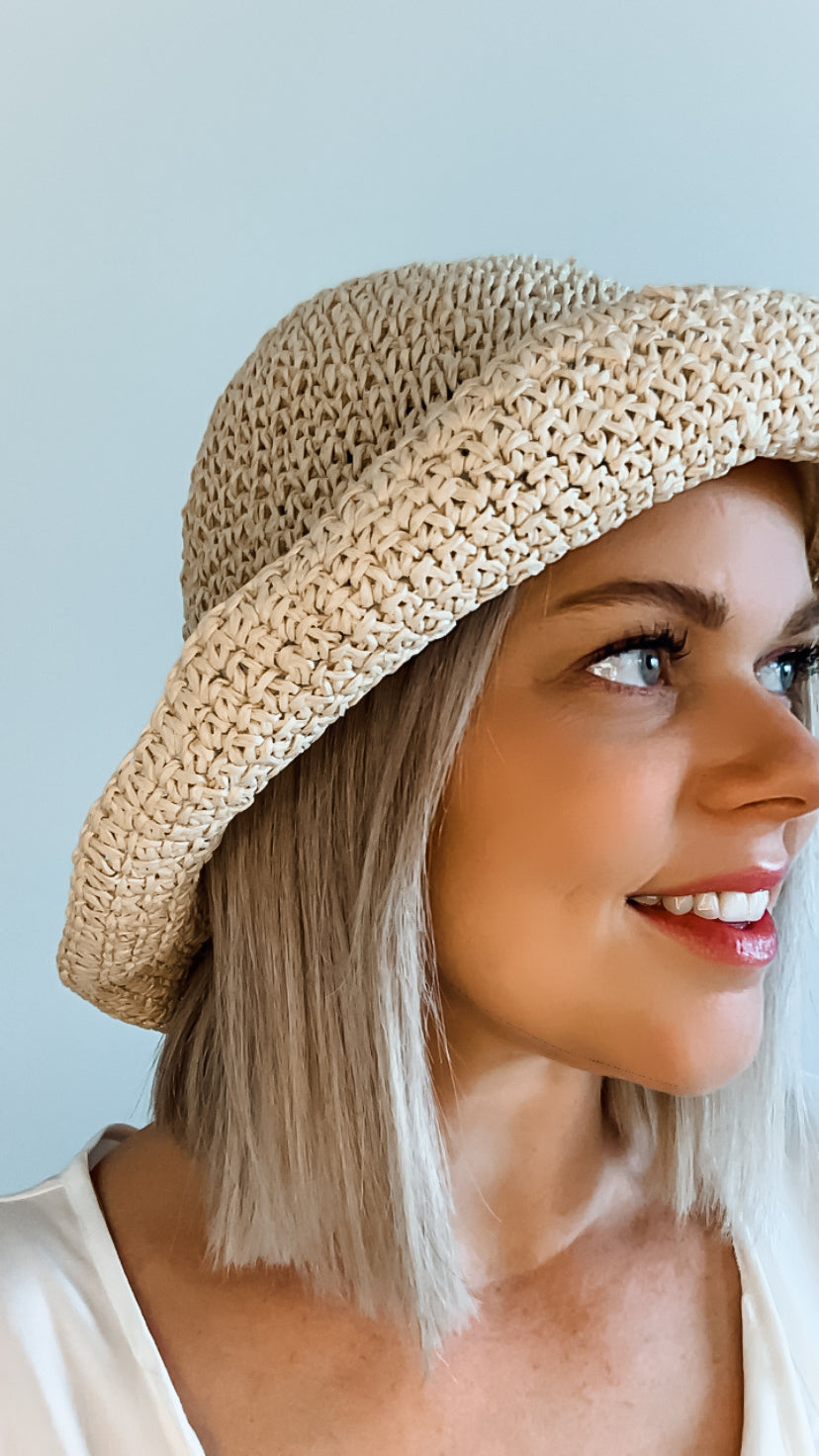 SUMMER STRAW BUCKET HAT - NATURAL
