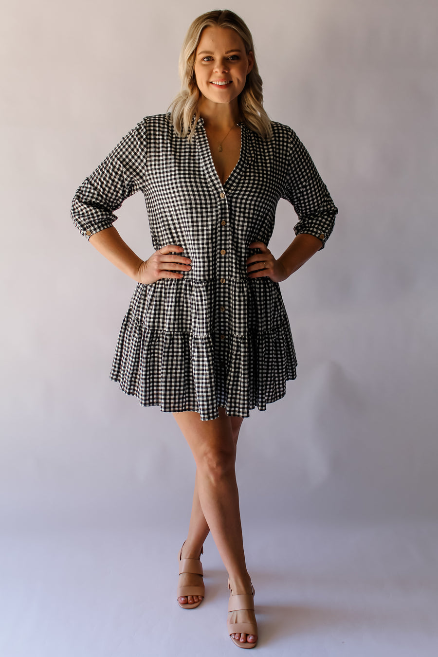 HALLE DRESS - BW GINGHAM