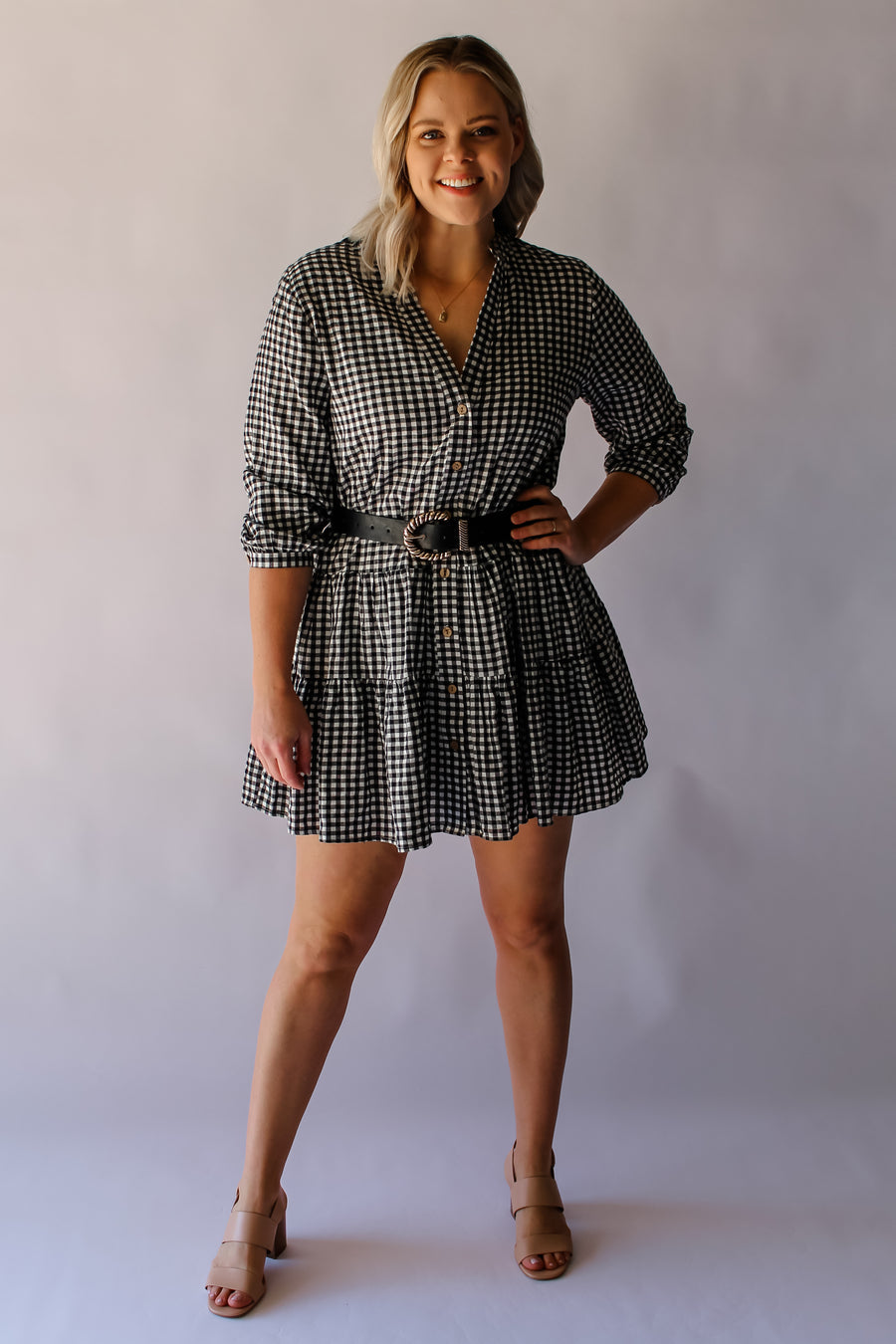 HALLE DRESS - BW GINGHAM