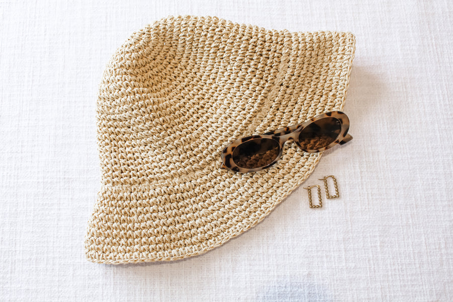 SUMMER STRAW BUCKET HAT - NATURAL