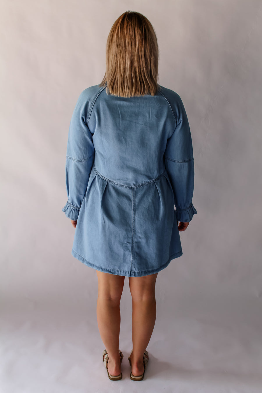 ELSIE DENIM DRESS - MID BLUE
