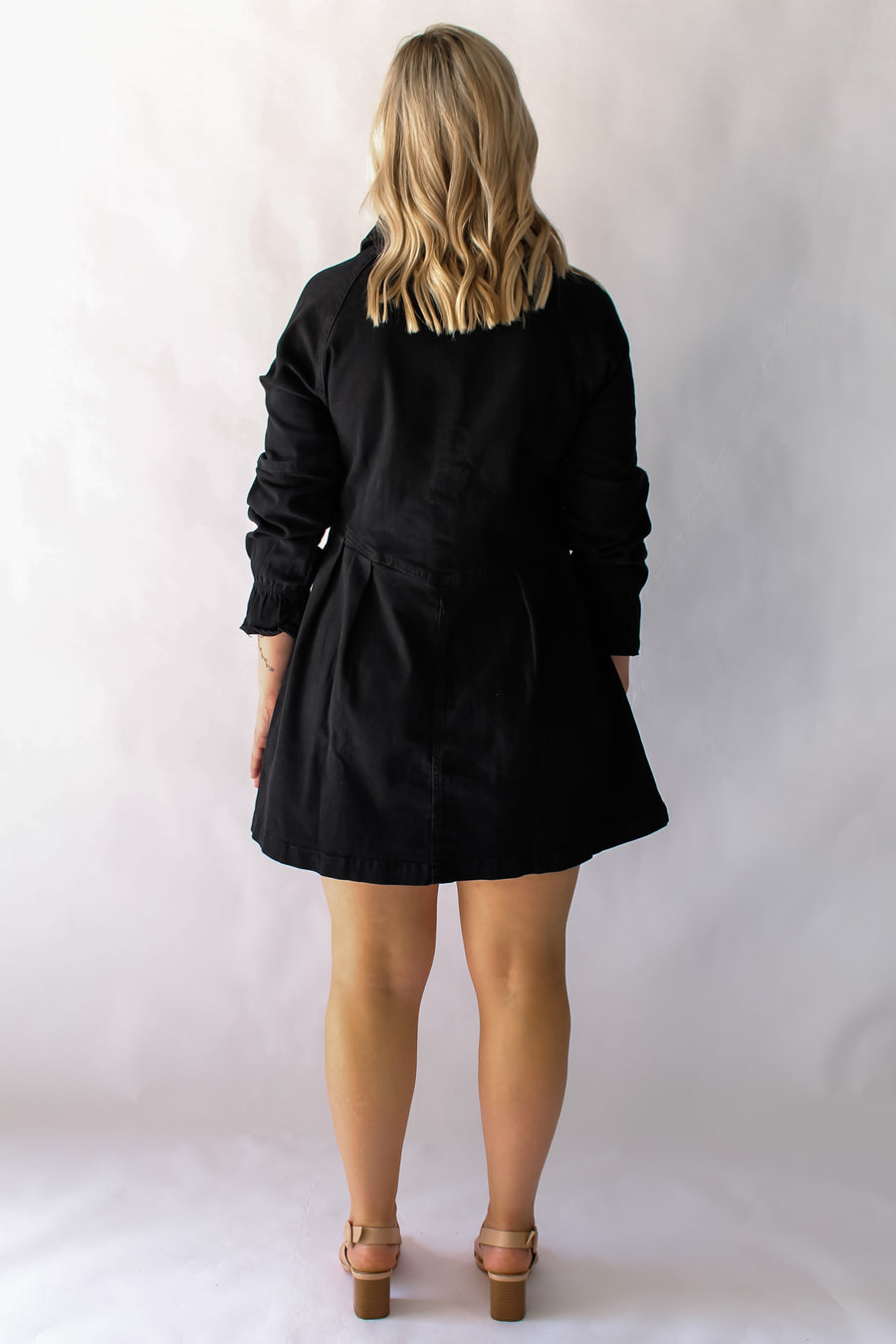 ELSIE DENIM DRESS - BLACK (STRETCHY)