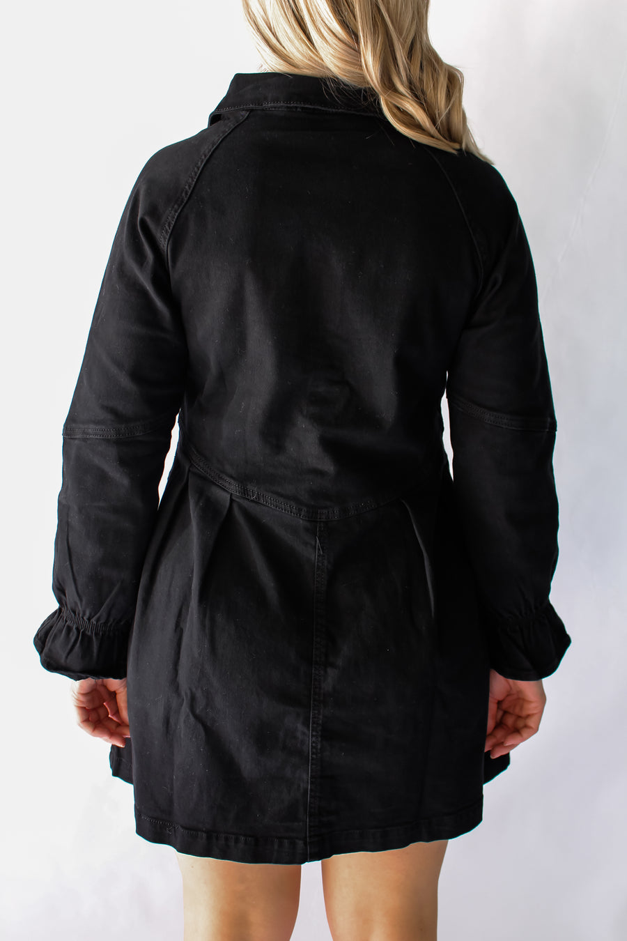 ELSIE DENIM DRESS - BLACK (STRETCHY)