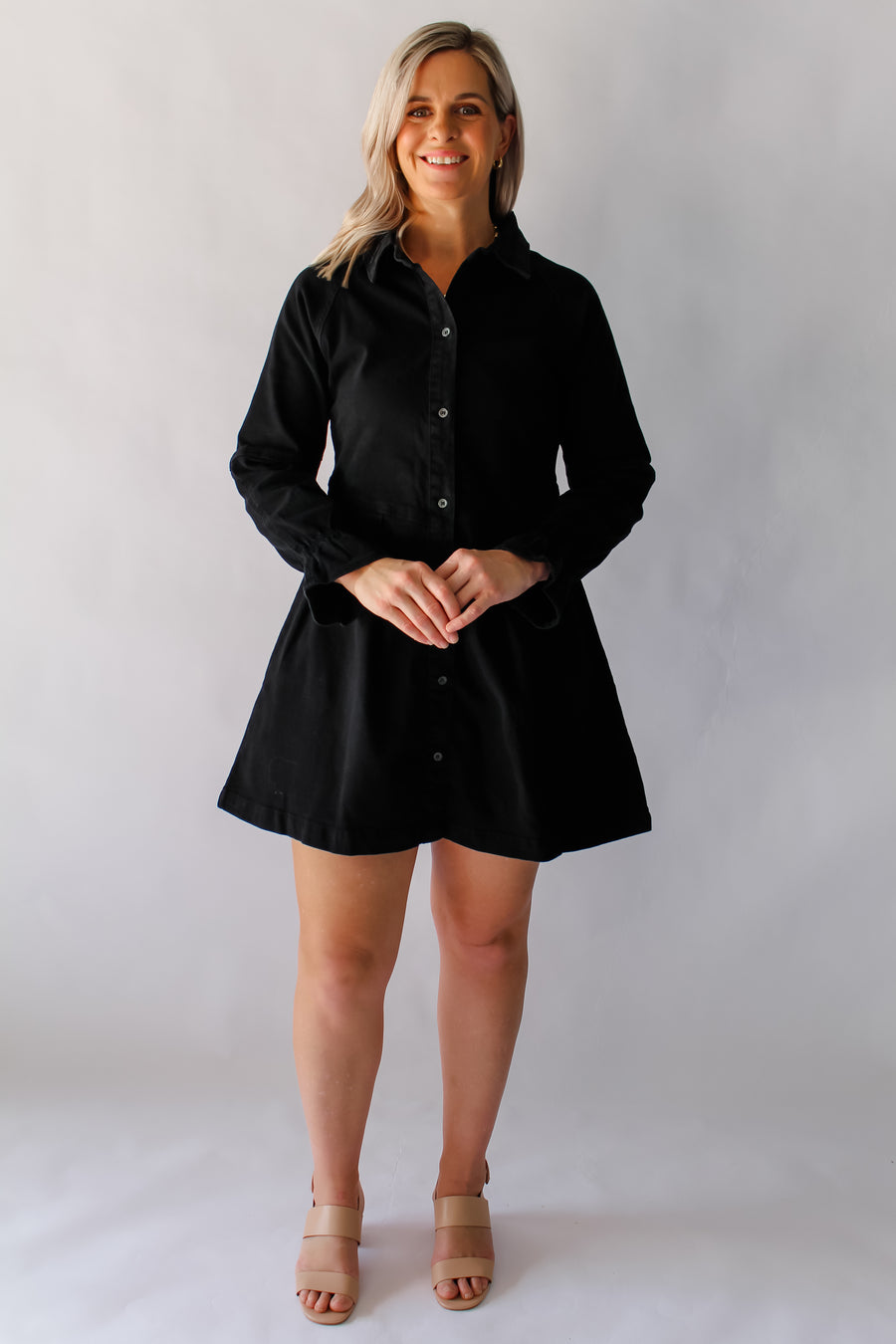 ELSIE DENIM DRESS - BLACK (STRETCHY)
