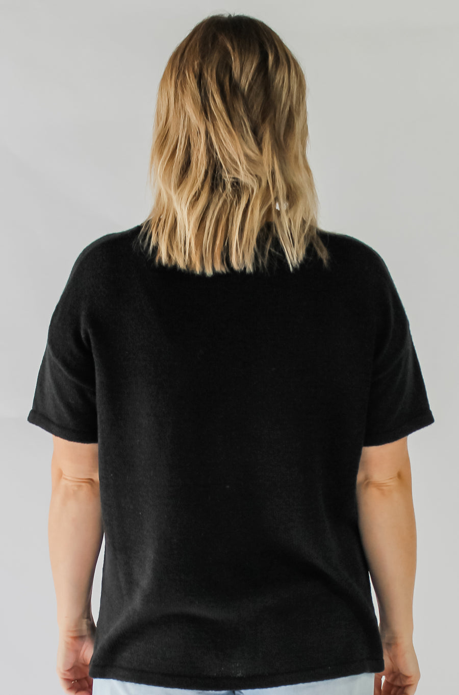 NORA KNITTED TEE - BLACK