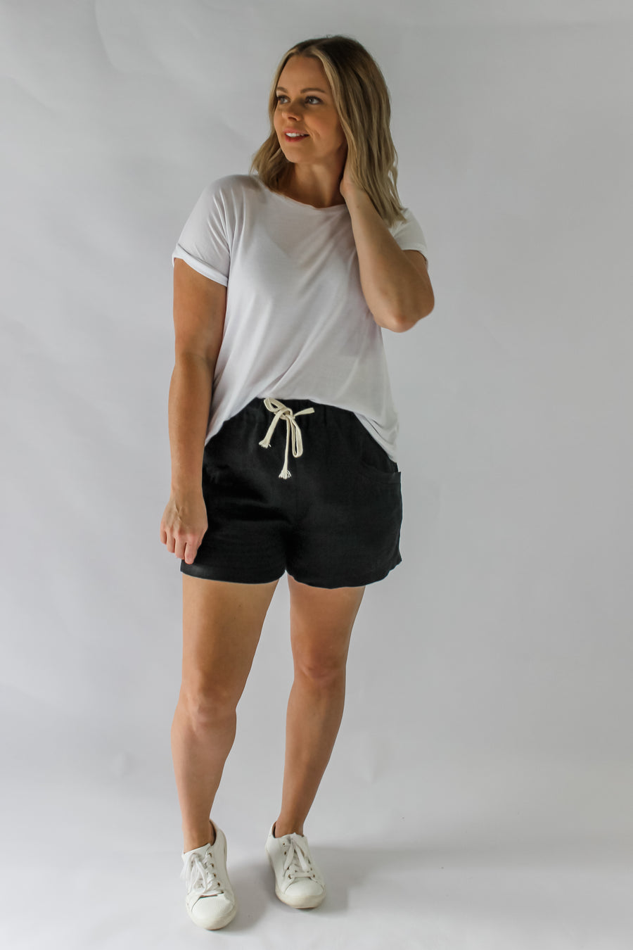 LINEN LUXE SHORTS - BLACK