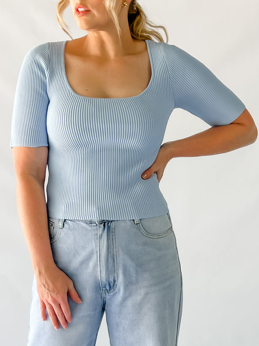 MALI RIBBED TEE - BABY BLUE