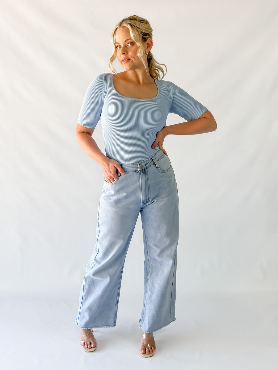 MALI RIBBED TEE - BABY BLUE
