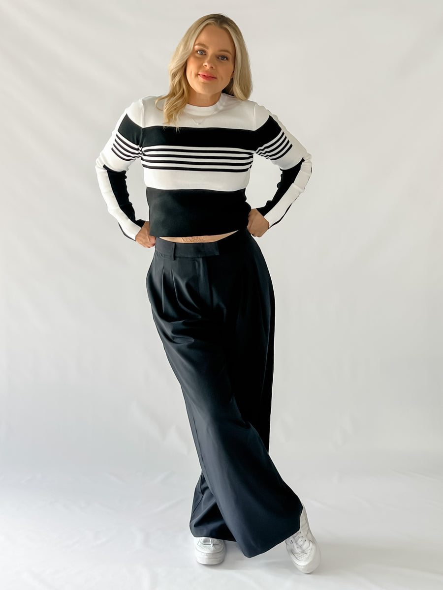MELANIE TOP - BLACK & WHITE