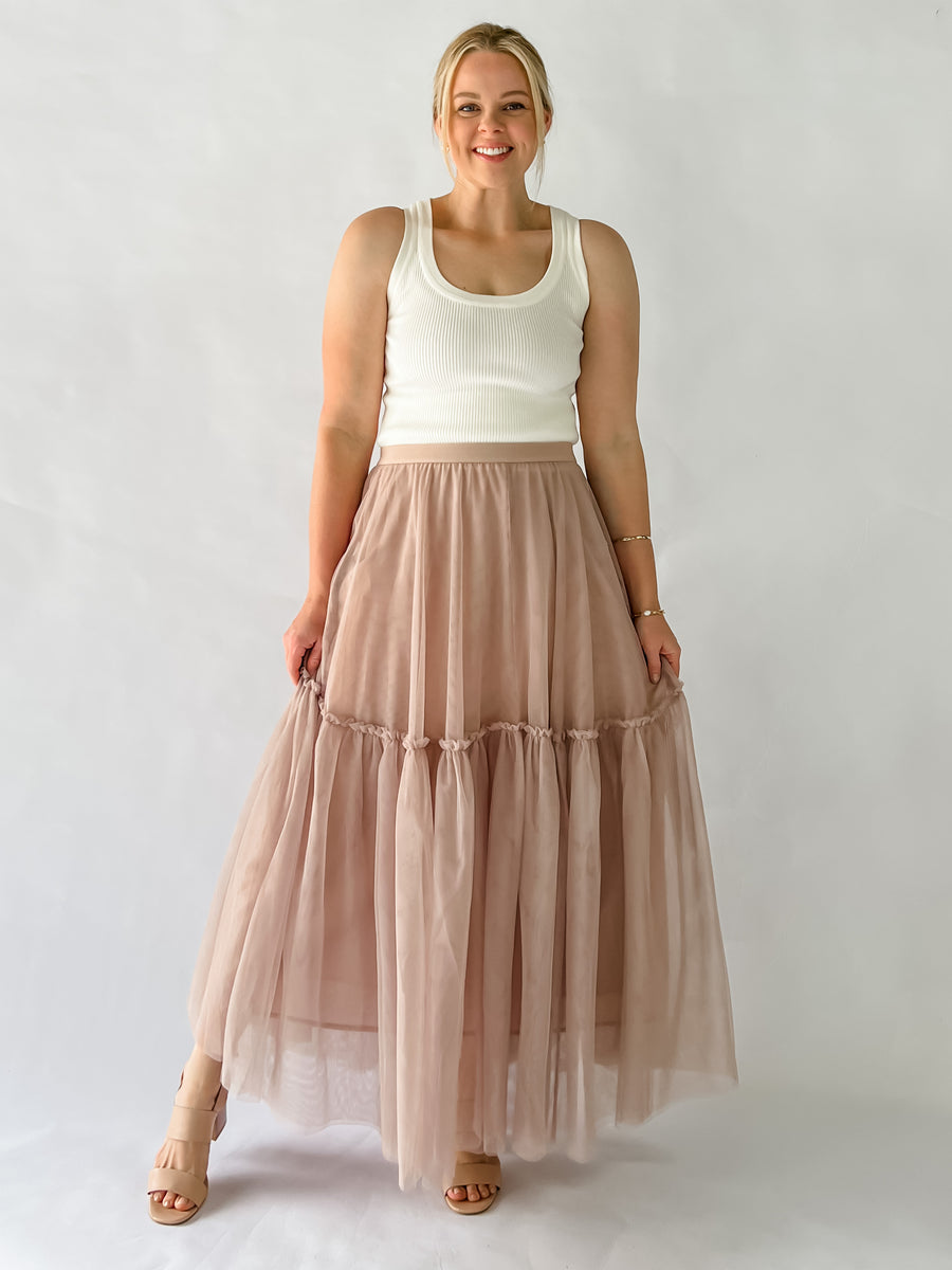 BRADSHAW TULLE SKIRT - DUSTY PINK