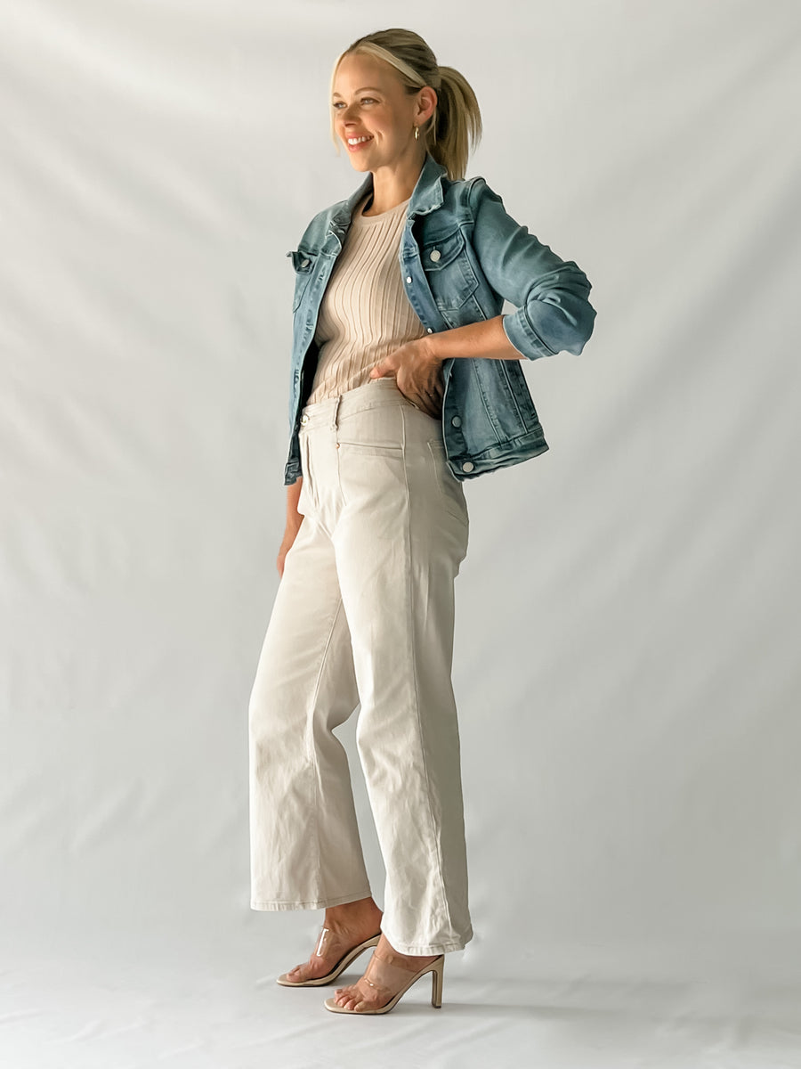 DARCEY DENIM JACKET - MID BLUE