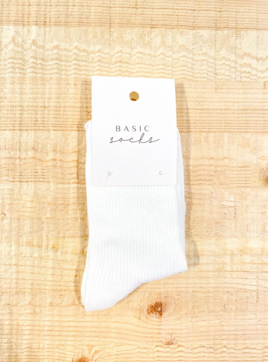 COTTON FRILL RIBBED CREW SOCKS - WHITE