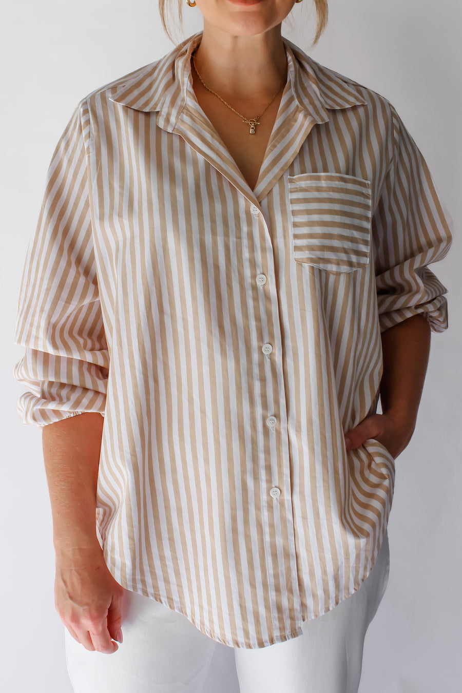 EMMELINE TOP - BEIGE STRIPE