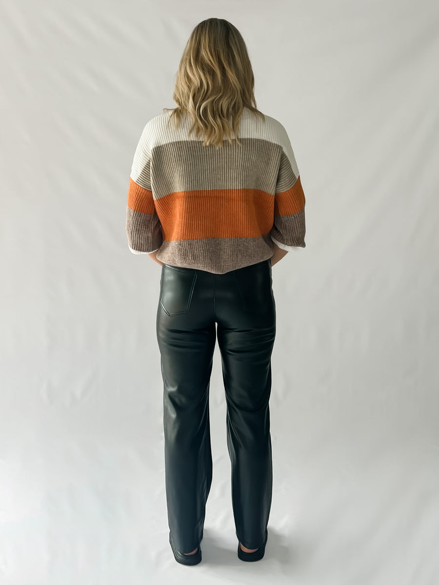 JERSEY FAUX LEATHER PANTS - BLACK