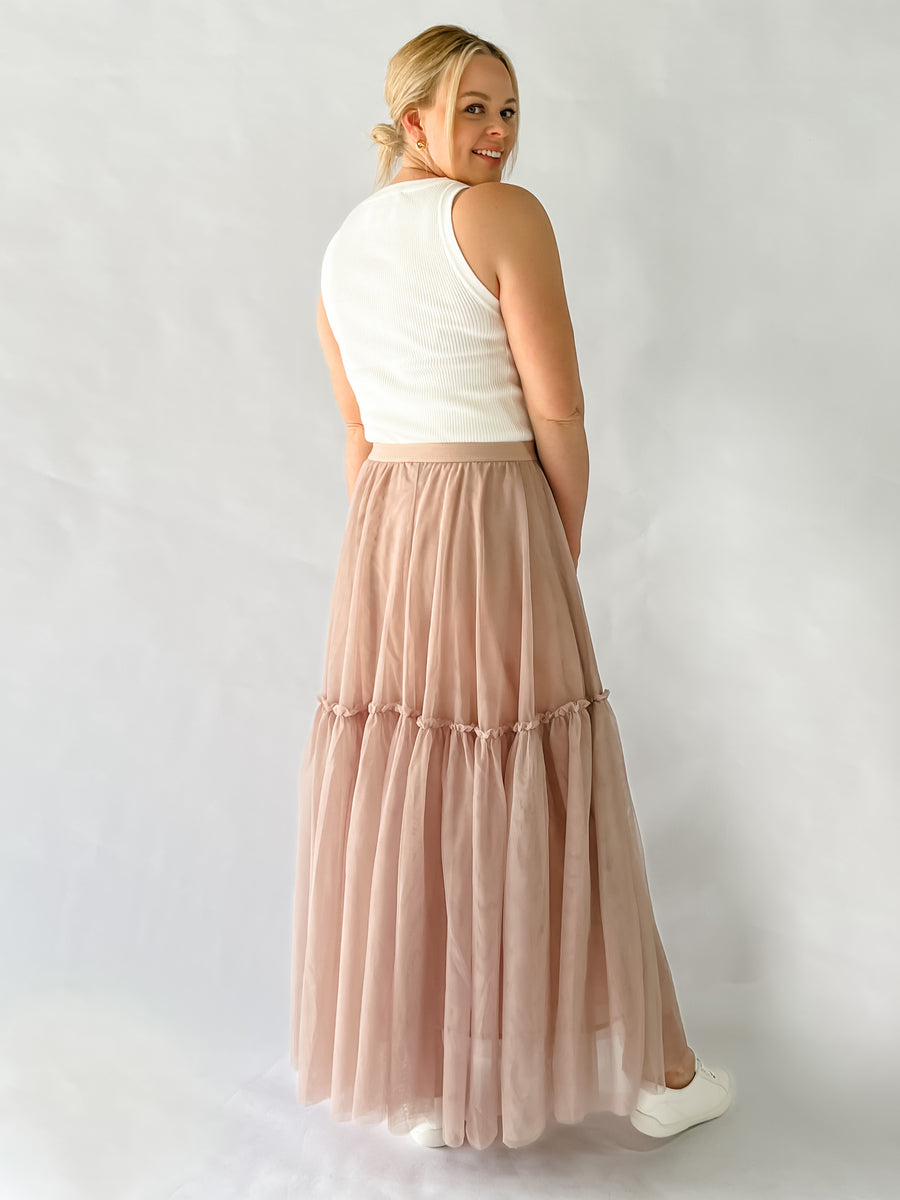 BRADSHAW TULLE SKIRT - DUSTY PINK
