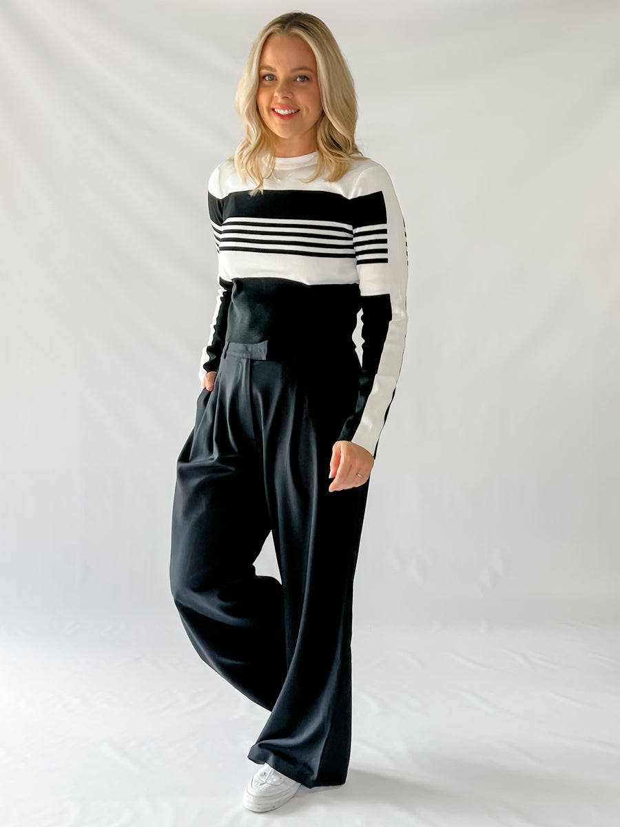 MELANIE TOP - BLACK & WHITE