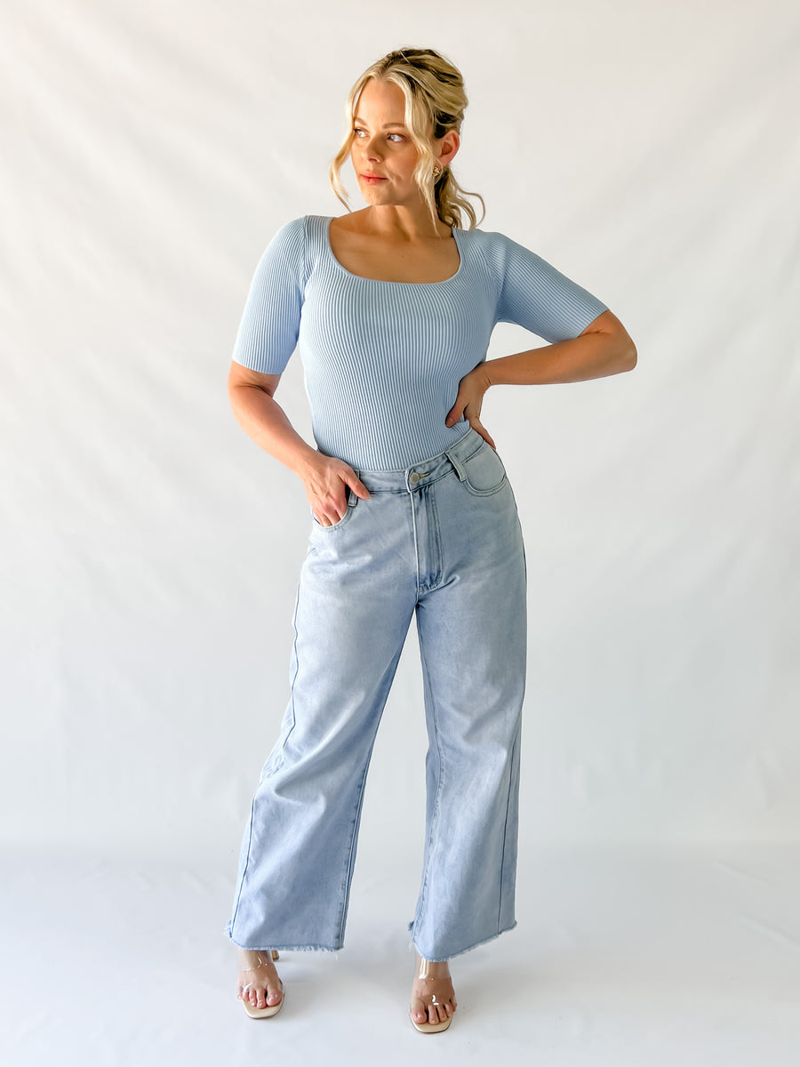 MALI RIBBED TEE - BABY BLUE